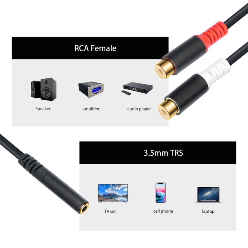 Phono To 3.5mm AUX Cable, 3.5mm 1/8 To Phono 2-Female Headphone Adapter Y Splitter Stereo Music Cord for Tablets