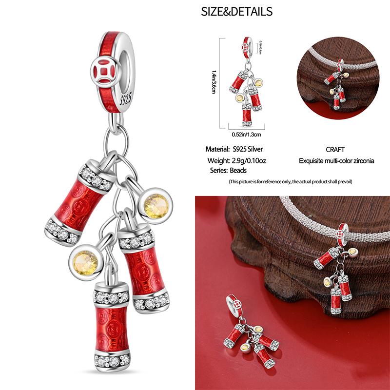 Copper Luck Getting Rich Blessing Pendant Chinese Elements Charms Beaded Fit Original Bracelet Jewelry Women Diy