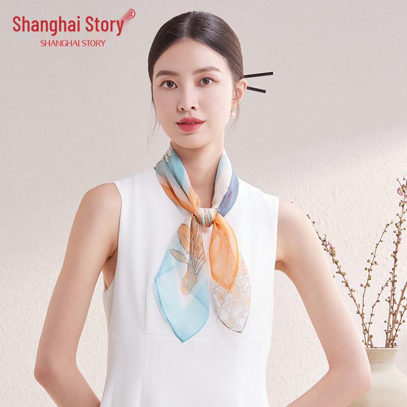 Shanghai Story 100% Mulberry Silk Small Square Scarf