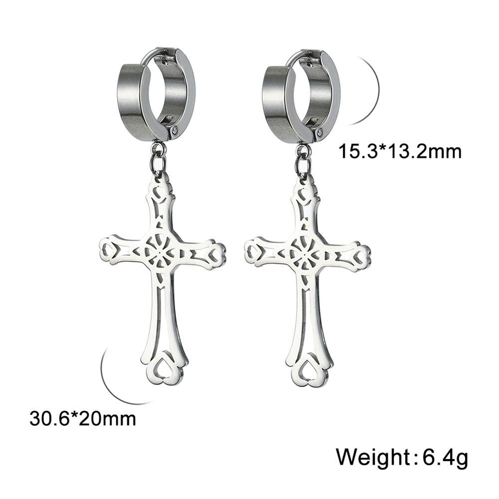 Cazador Punk Jesus Cross Drop Earrings for Men Women Christian Religious Stainless Steel Earrings Jewelry Mother's Day Gift