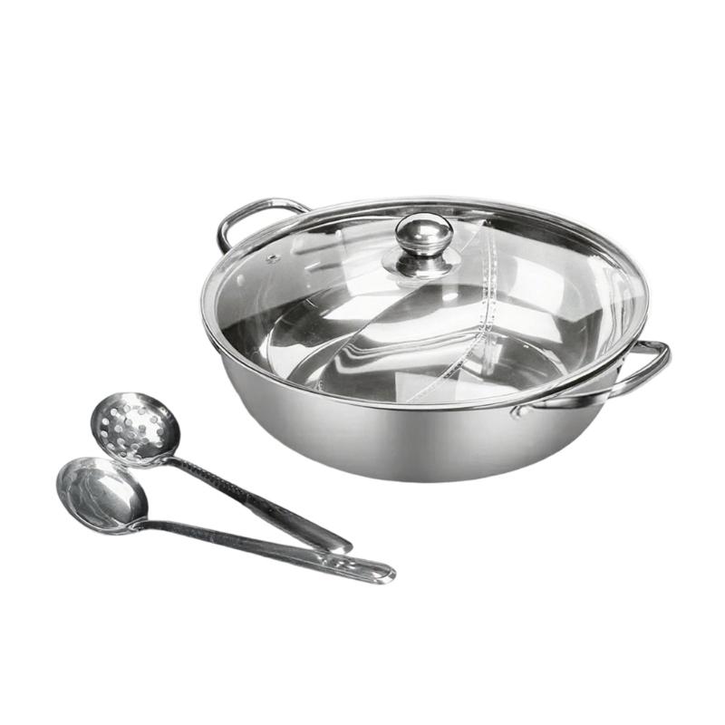 Divided Soup Pot With Durability Stainless Steel Lid For Simultaneous Durability Broth Preparation And Efficient Cooking