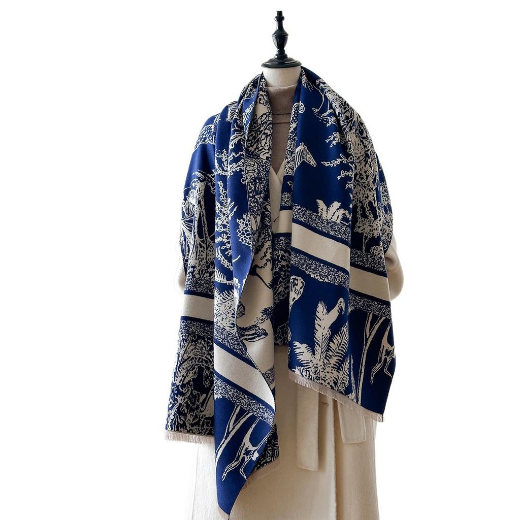 Herbst- und Winter-Imitationskaschmirschal Damen Winter High-End Kaschmir Handschal Tier Wald Schal