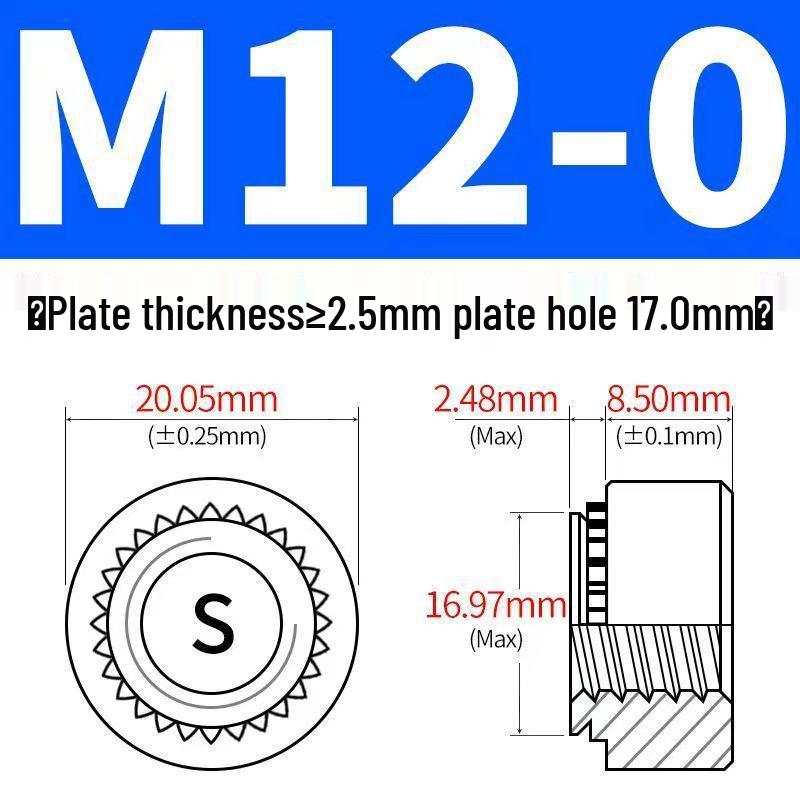 Verzinkte selbstsichernde Muttern, unverlierbare Muttern M3-M12, Einbaumuttern und Einpressmuttern