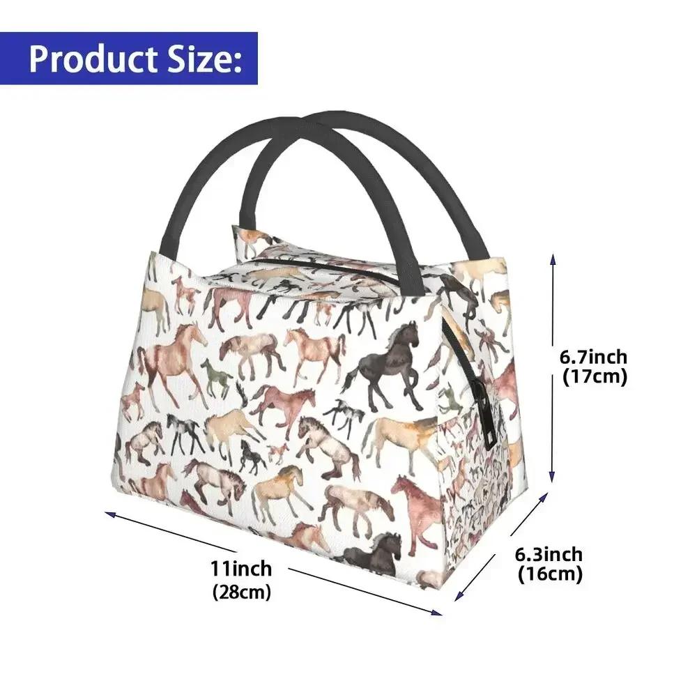 Horses Lunch Bags Insulated Bento Box Resuable Lunch Tote Picnic Bags Cooler Thermal Bag for Woman Student Travel