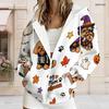 Women Plus Size Zip Up Hoodie Long Sleeve Leopard Football Star Print White Sweatshirt With Pockets
