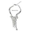 Fashionable Pearl Bead Neckchain Flower Pendant Fringe Collarbone Necklace Adjustable Choker Stylish Accessory for Women