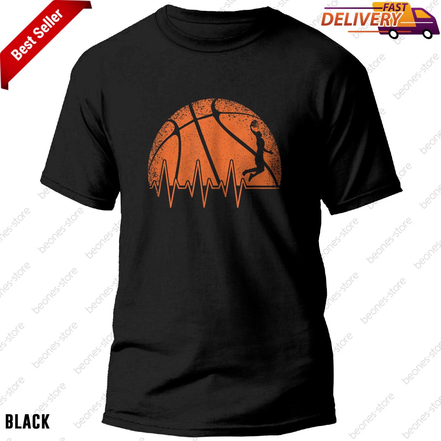 Funny Basketball Heartbeat Basketball Player T-shirt, Basketball Tee Gift Unisex XL