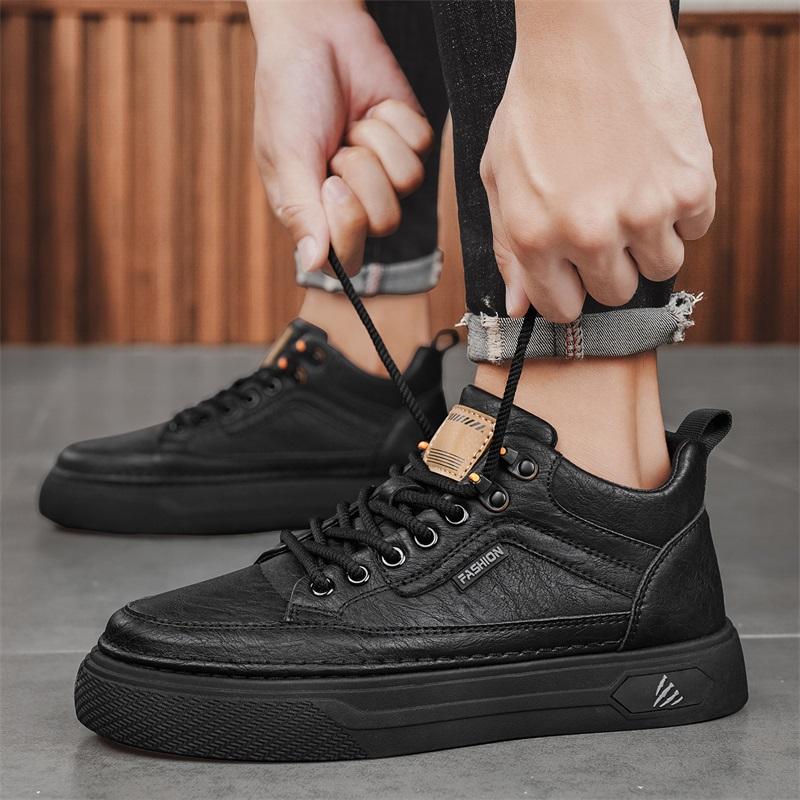 

Мужские ботинки Оригинальные Повседневные Кожаные Мужские Тренировочные Износостойкие Кроссовки Для улицы Мужская Трекинговая Обувь Дышащие На шнуровке 39 чёрный