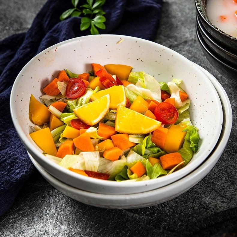 Japanese Ceramic Meal Bowl Udon Bowl Hot Pot Hairy Belly Bowl Barbecue Tableware Retro Salad Round Shallow Bowl
