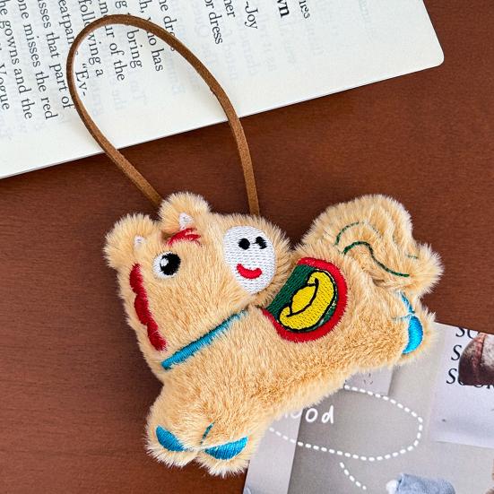 Bag Pendant Plush Horse-Shaped Christmas Tree Decoration with Lanyard Hanging Ornament Festive Charm Holiday Decor
