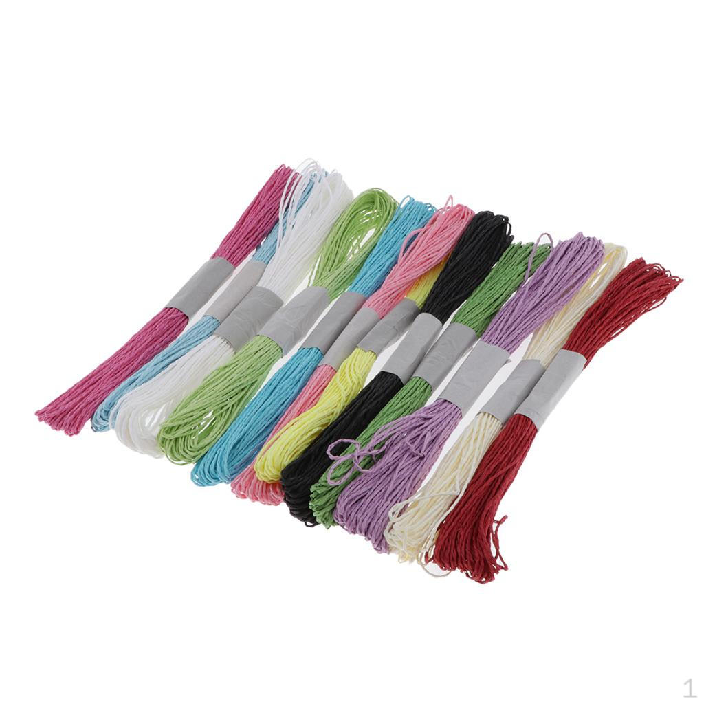 12 Colors Raffia Stripes Paper String for DIY Making Twisted /Cord/Rope, 2mm 1mm Thickness