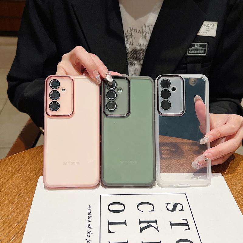 Solid Color Frame Soft Clear Phone Shell For Samsung S25 Ultra S24 FE S23 Plus S22 S21 A55 A16 A35 A54 A34 A15 Transparent Shockproof Slim Case Cover