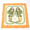 Petit Curry Gourosh Silk Twill Scarf Handkerchief Silk Orange Women Used