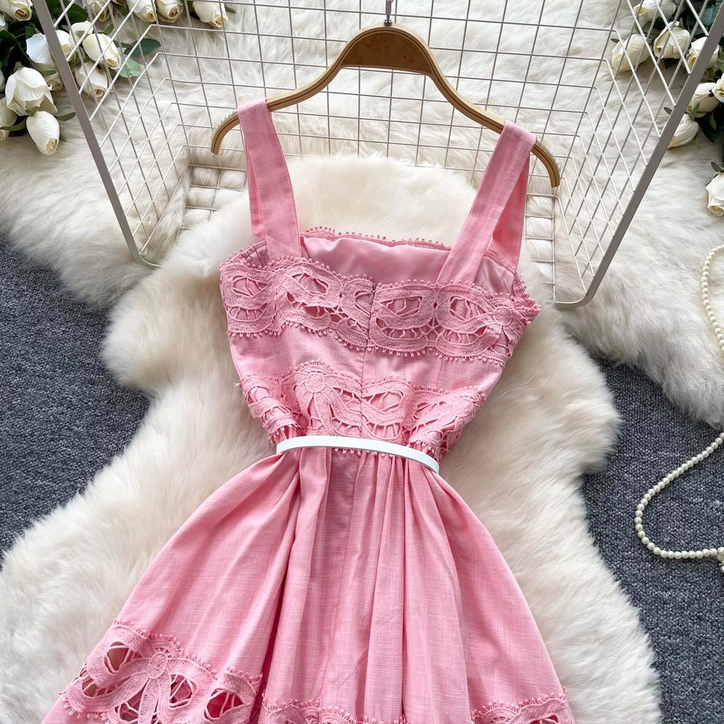Runway Elegant Formal Luxury Evening Dresses Women Summer Embroidery Lace Short Dress Female Hollow Out Crochet Short Dress