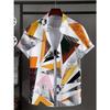Men's Shirt with Novel Striped Patchwork Pattern Button Up Shirt, Fashionable Unisex Shirt, Vacation Collar Short Sleeved Shirt