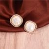 Party Temperament New S925 Needle Bling Jewelry Stud Earrings Geometric Square Shell