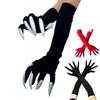 2026 New Halloween Long Nails Witch Gloves Solid Color Long Show Prop Costumes Paw Gloves Halloween Play Costumes 47*10*1.2cm
