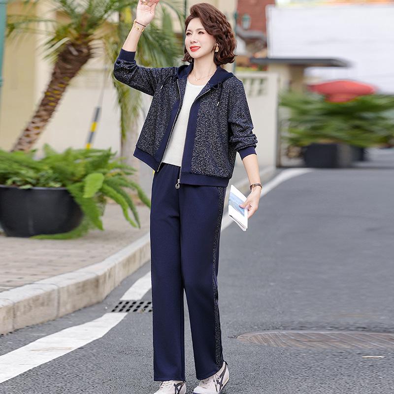 

Noble Lady Mom Spring Jacket & Wide-Leg Sports Suit - Stylish Women s Top for Spring and Autumn XL (Recommended below 105 jin)