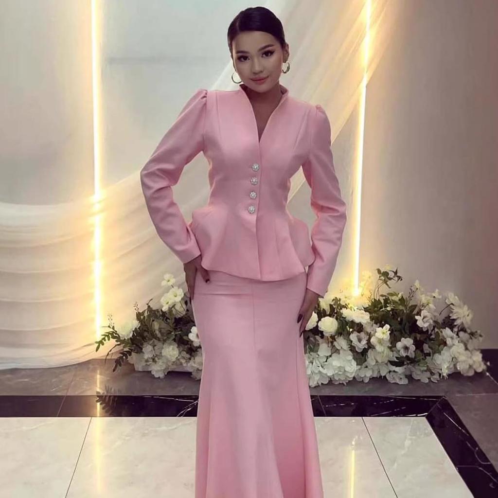 2025 Women’s Solid Color Long Sleeve Top & Bodycon Skirt Set