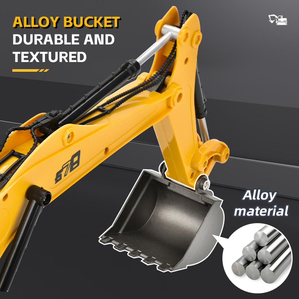 Remote Control Excavator and Bulldozer Toy, 15 Channel Construction Vehicles with Lights Sounds 3