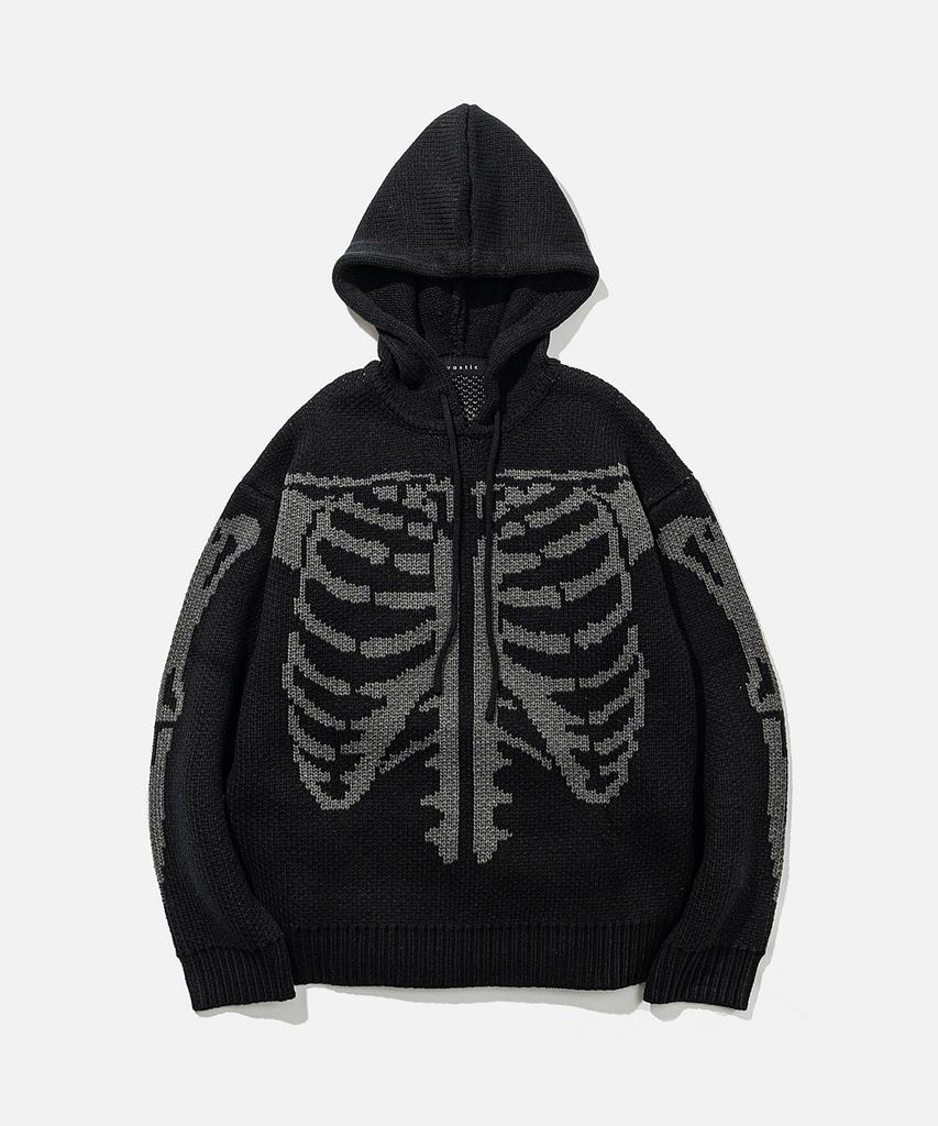 VASTIC Bone Jacquard Hoodie Knit_Black / Charcoal