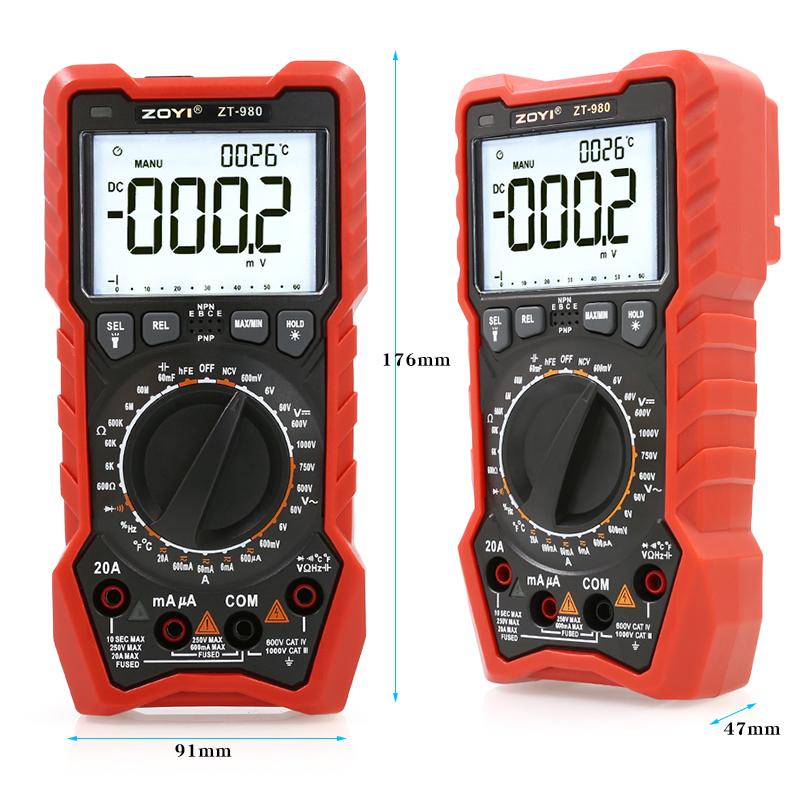 ZOYI ZT-980 Electrician Multimeter Universal High-Precision Digital Smart Anti-Burn Household Capacitance Meter