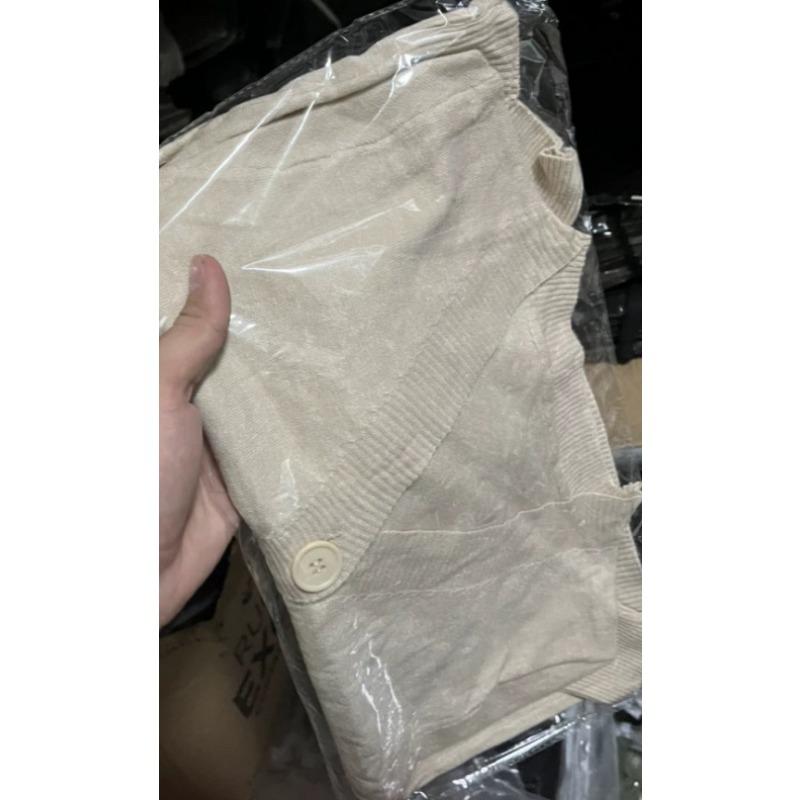 

Fashion Knitted Cardigan Women Short Sweater Long Sleeve V Neck Loose Jacket High Waist Shawl Solid Color Casual Elegant Crop Tops One Size абрикосовий