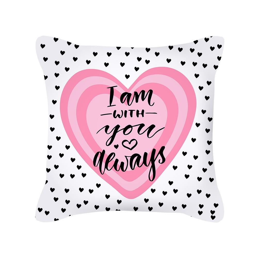 Peach Skin Pillowcase Valentine's Day Pillowcase Pink Heart-shaped Pillow Romantic Series Home Decoration Sofa Cushion Cover