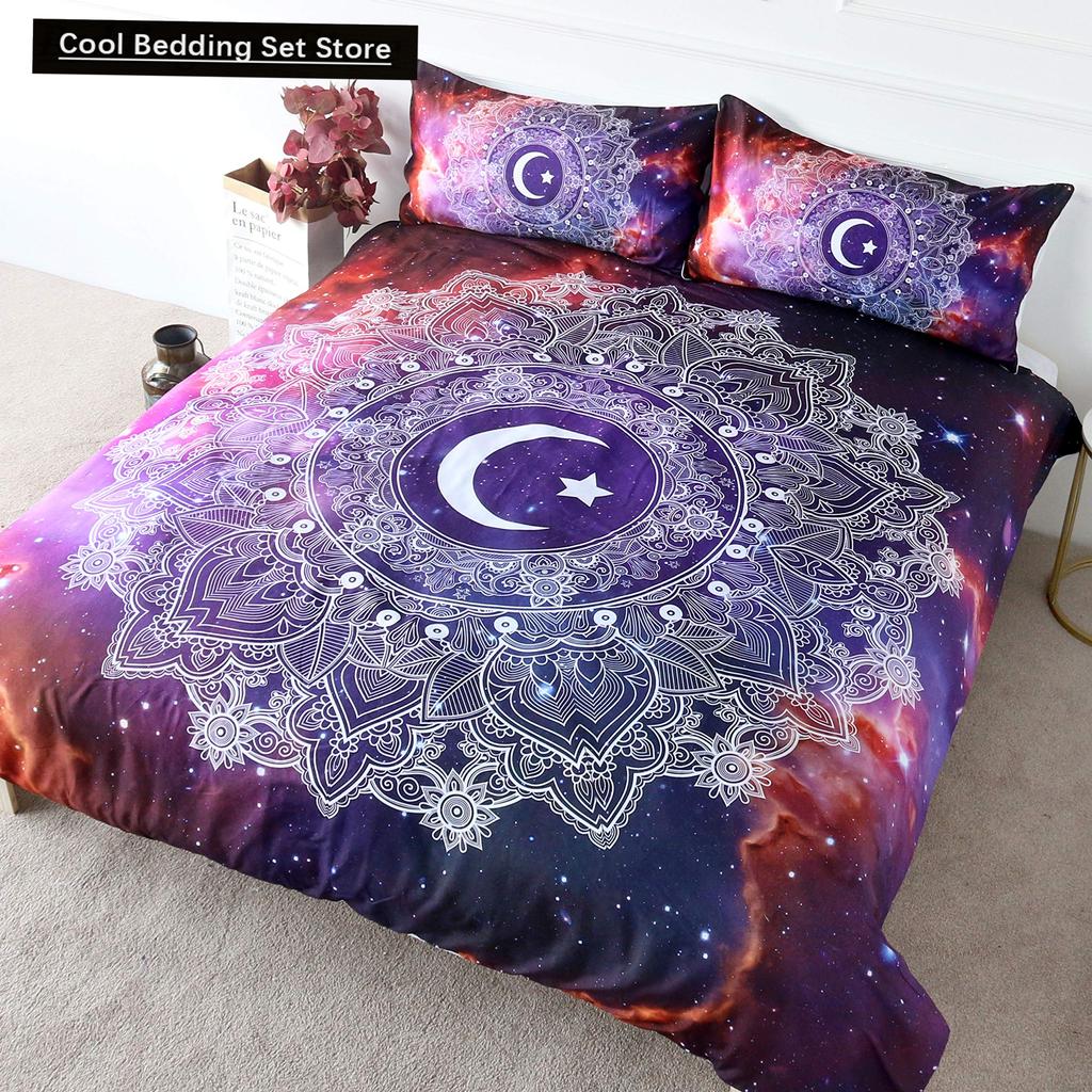 Psychedelic Boho Luxury Bedding Set 2/3PCS with Pillowcase King Mandala Duvet Cover Queen Comforter Cover Polyester Quilt Cover