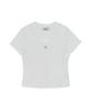 Emelbi Women'S Cutout Detail Slim Semi-Crop Short Sleeve T-Shirt Ny (White)