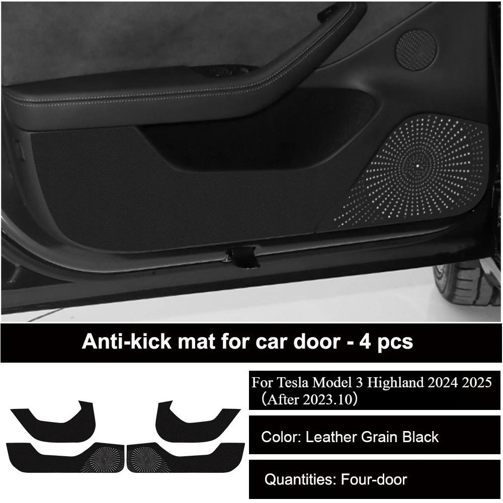 For Tesla Model 3 Y Car Door Anti-Kick Pad Leather Sticker Trim Side Door Sill Protector Cover Car Interior Decoration 2017-2025