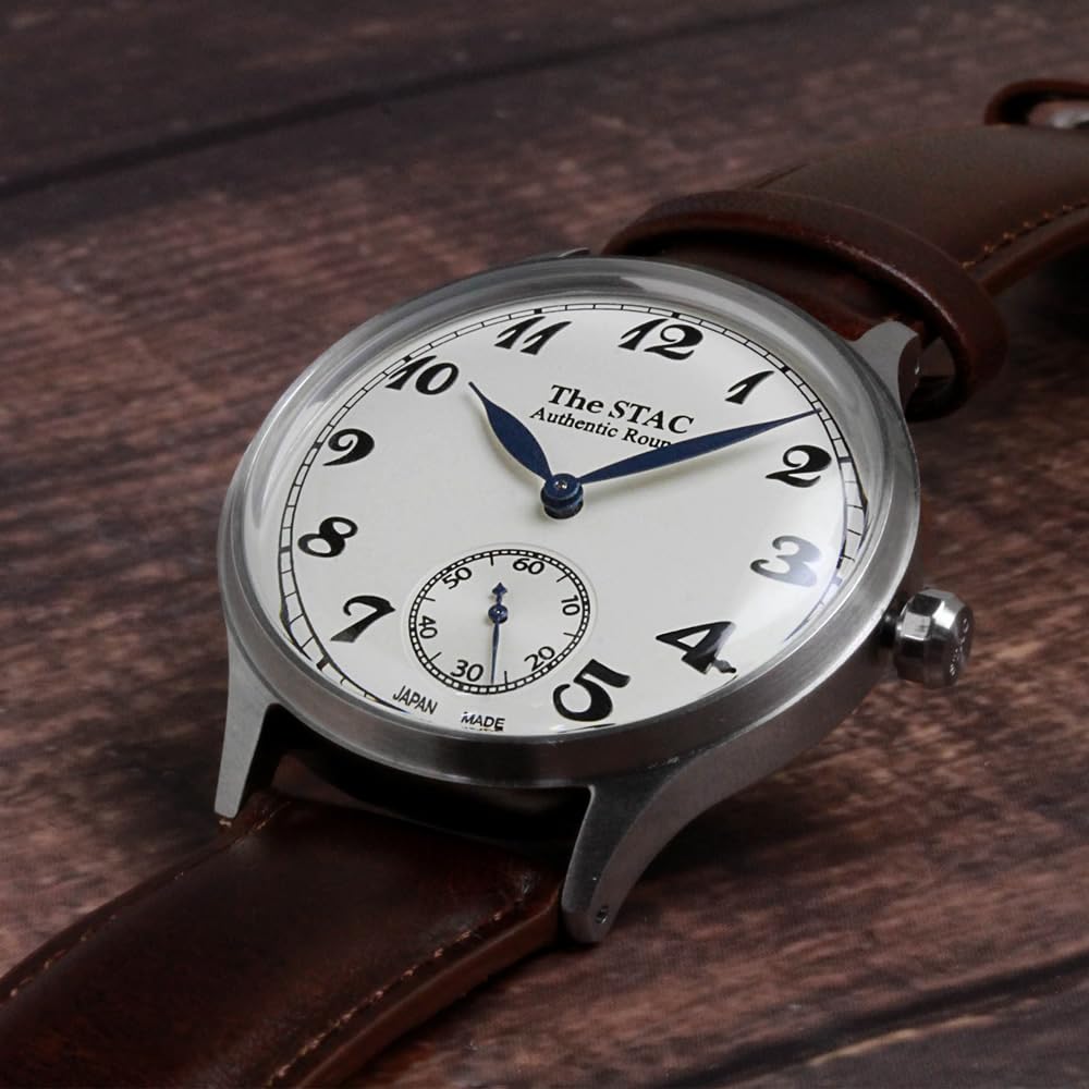 Domácí hodinky STAC Made in Japan 36mm Classic Retro Unisex Bílá Hnědá Kůže [The Stack] Pánské Dámské ST-AR002