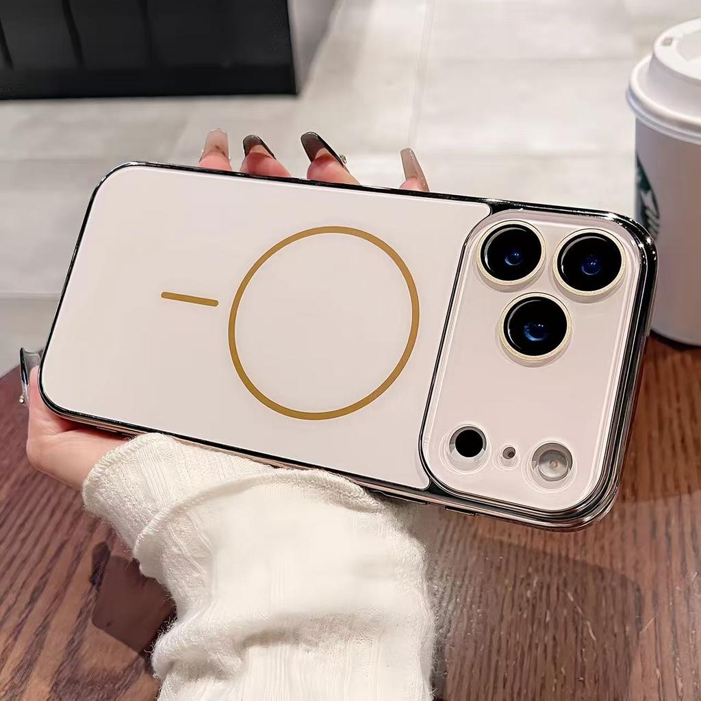 Luxury Crystal Lens AG Frosted Magnetic Case For iPhone 17 Air 16 15 14 13 12 11 Pro Max Plus For Magsafe Wireless Charge Cover