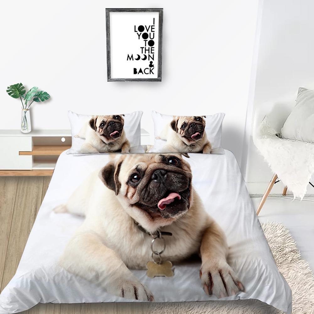 3D Pet Dog Pattern Bedding Set Home Decoration Gift for Boys and Girls Single Bed Double Bed Decoration