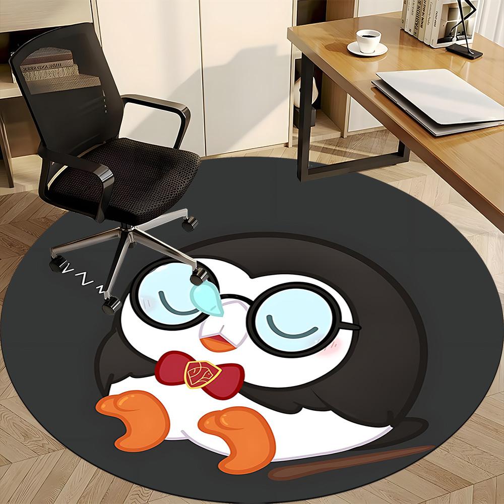 1pc Penguin Sleep Office Round Area Rug, Under Office Chairs Bedroom Living Room Home Decor, Room Deco, Available in Various Sizes