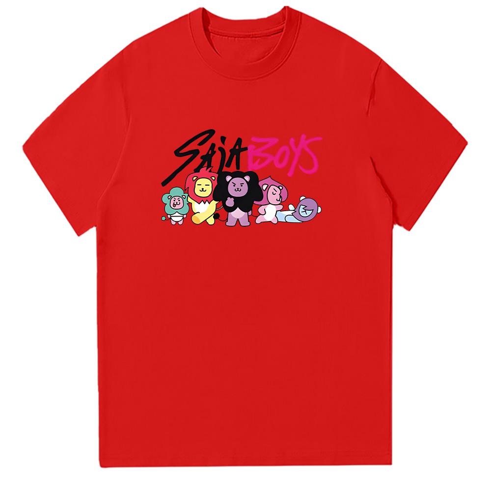 

K-Pop Охотники на демонов Саджа Маскоты Львы Футболка Мерч рок-звезды Футболка K-pop Мужские Женские Футболки Каваи Мультяшный Принт Топы Одежда XXL