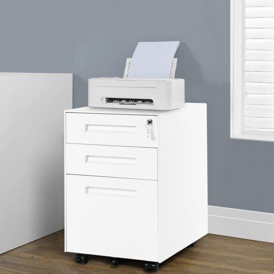 Modern White/Black File Cabinet Storage Container with 3 Drawers Office Decor
