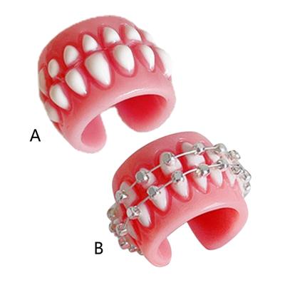 Design Créatif Supports Dentaires Jolies Bagues en Résine pour Femmes Hommes Bagues Amoureux Ouvertes Bague Tendance Bijoux Accessoires Cadeau