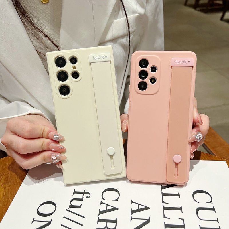Hand Band Silicone Case For Samsung Galaxy S25ultra S 25 24 23 S21 S23 S24 Fe S22 S25 Plus Ultra Wrist Strap Stand Holder Cover