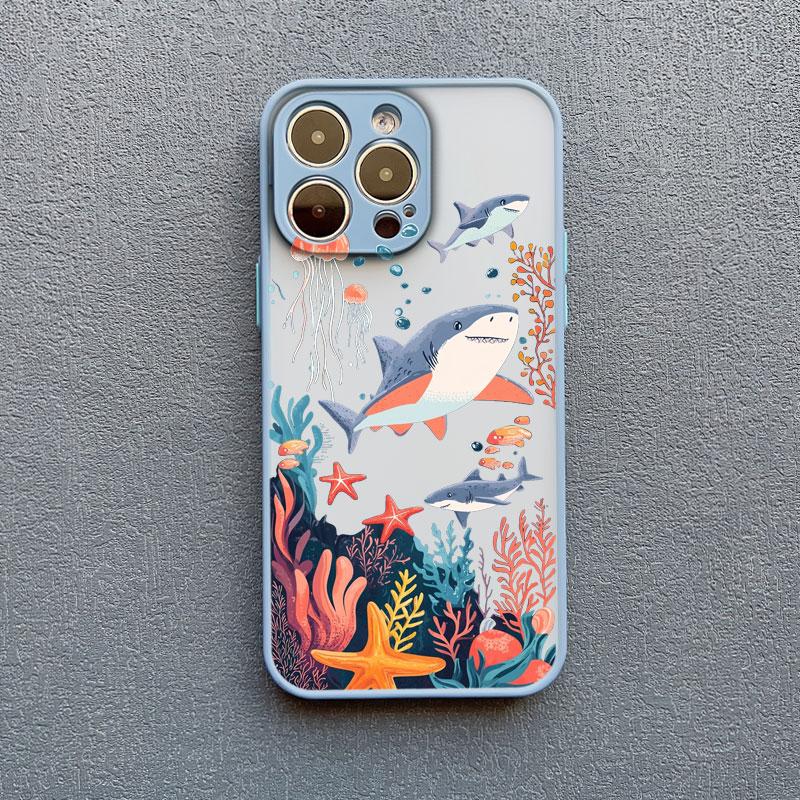 Shark Painted Sea Whale Marine Organism Phone Case For IPhone 13 11 12 Pro Max Mini 16 15 14 Pro Max Plus X XR XS 7 8 SE2 Covers