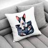 Bull Terrier Dog Puppy Throw Pillow Case For 45x45cm 40x40cm 55x55cm 50x50cm 30x30cm Square Car Pillowcase Shell