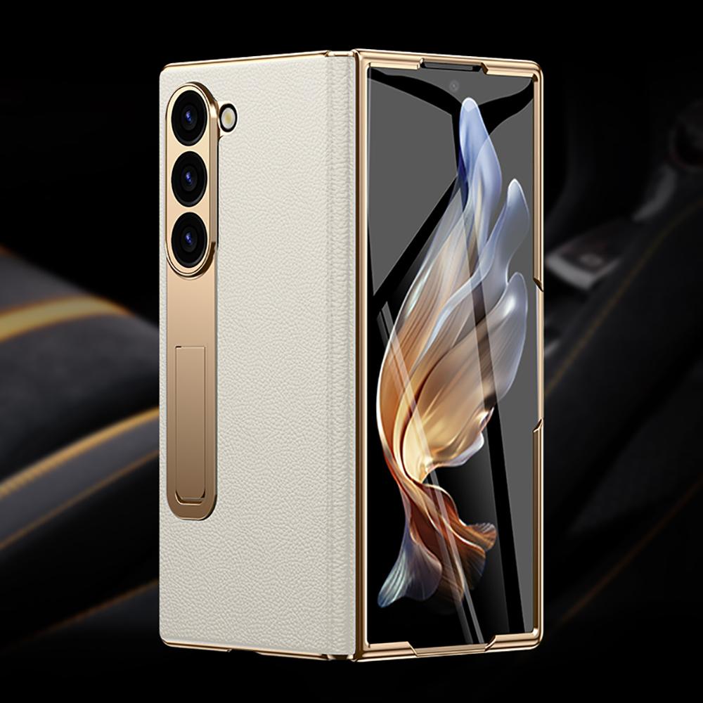

Для Samsung Z Fold 7 6 5 4 3 Чехол из натуральной кожи с магнитным шарниром, полная защита телефона, держатель, подставка, fold6, противоударный чехол For Galaxy Z fold 5
