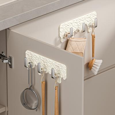 Bathroom Hanger Wall Mounted Towel Hooks Adhesive Hair Tie Hanger with 3 Hooks for Kitchen Utensils Bedroom Entryway