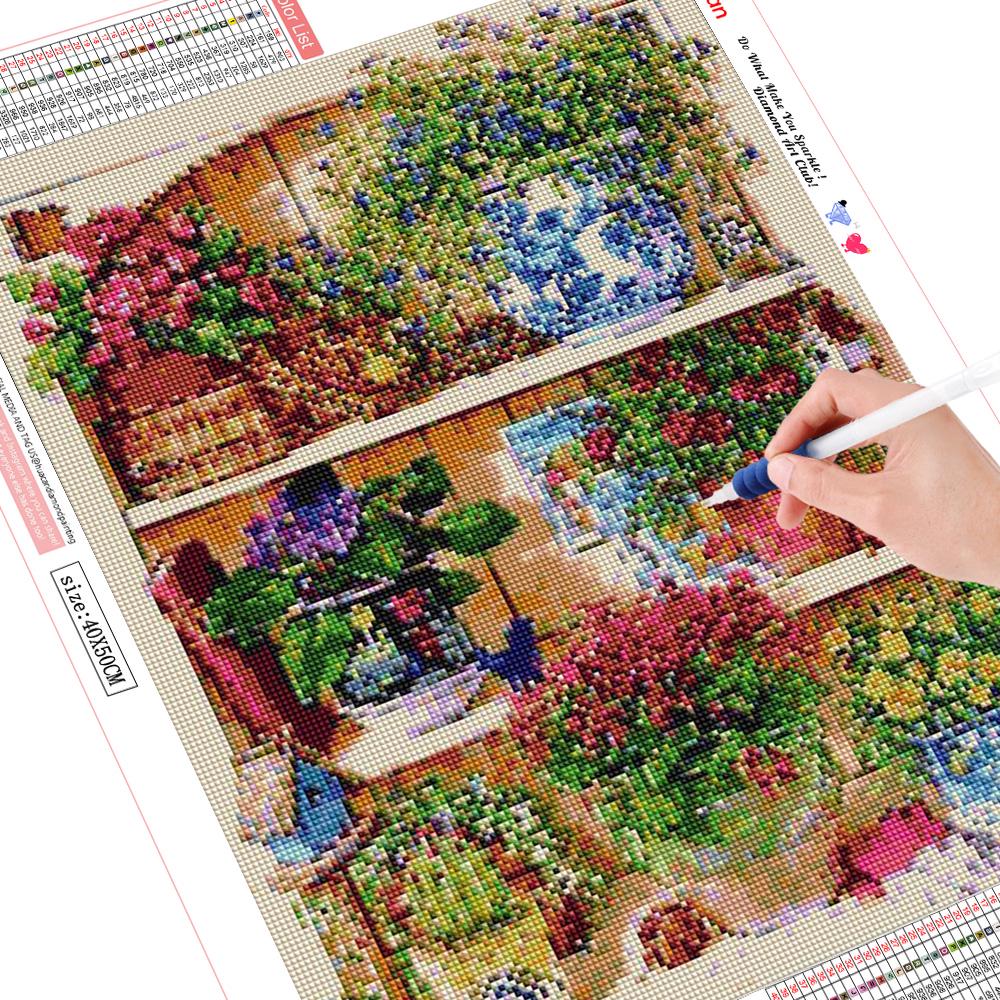 5D DIY Diamond Painting Flower Scenery Cross Stitch Full Diamond Villa Diamond Embroidery Rhinestones