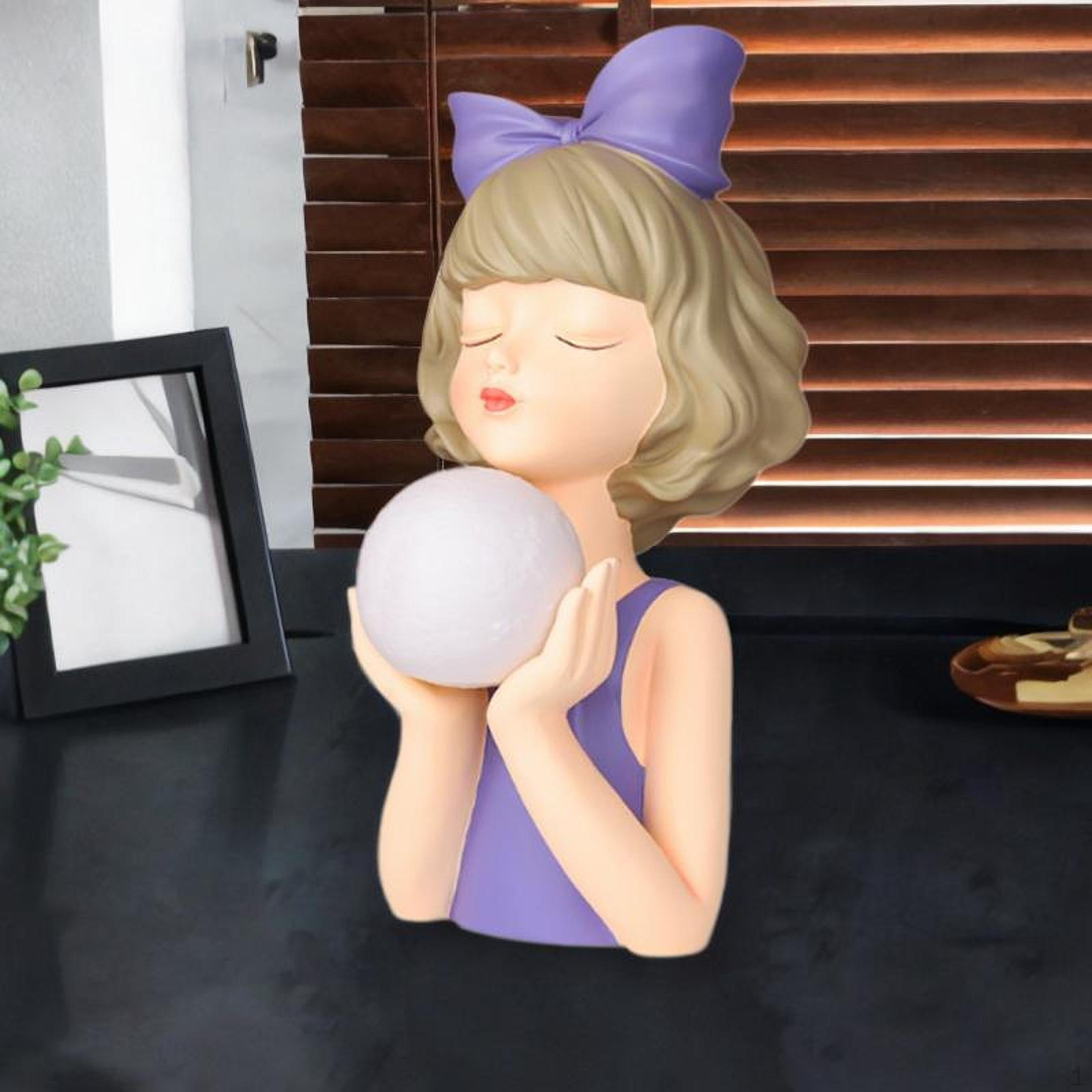 

Resin Girl Statue Night Light for Home Decor Фіолетовий