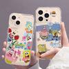 Süße SpongeBob S-Quadratpants Handyhülle für iPhone 17 Air 16 15 14 Plus 13 12 11 Pro Max X Xs XR 8 e Weiche TPU Transparente Hülle