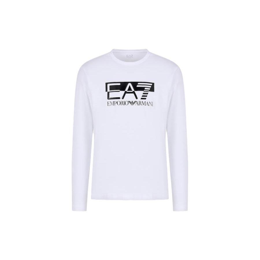 Emporio Armani EA7 Letterprint Ronde Hals Lange Mouwen T-shirt Heren tops Wit 6RPT64PJ03Z0100 XXL