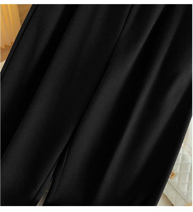 Pantalon amincissant en laine taille haute - Grande taille 200/300 Jin Jambe droite, Coupe ample, Pantalon long décontracté d'hiver pour grandes tailles