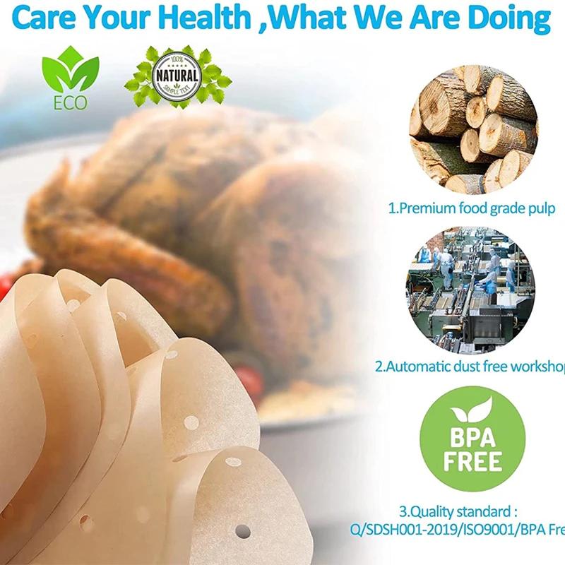 100pcs Disposable Air Fryer Parchment Paper Air Fryer Paper Liner Non Stick Steamer Liner Oven Microwave Steamer Basket