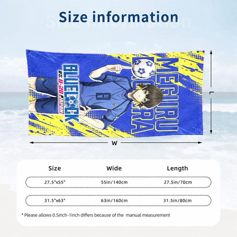 Blue Lock Beach Towel Quick Dry Soft MicrofiberSand Resistant Oversized Cabana Bath Sheet for Swimming Pool Travel Gift